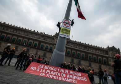 GREENPEACE TOMA EL ASTA DEL ZÓCALO